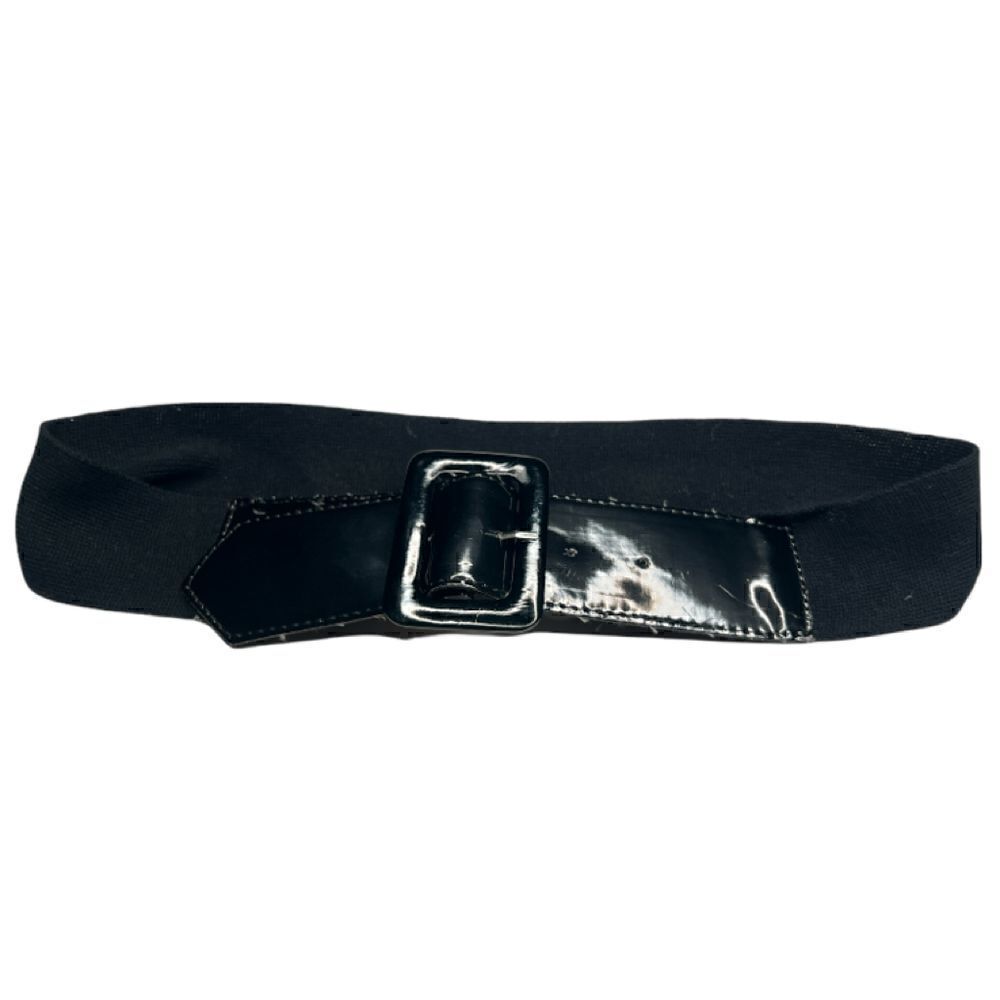 3/$15 or 5/$20 High waisted shiny black belt with elastic back 33”